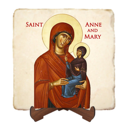 St.Anne and Mary Icon,Women Saint,Marble Icon,Handmade,Prayer gift,Christian Icon