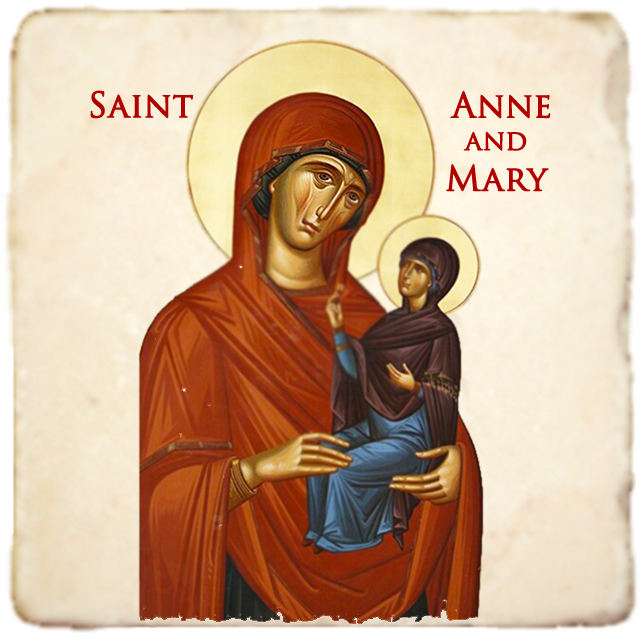 St.Anne and Mary Icon,Women Saint,Marble Icon,Handmade,Prayer gift,Christian Icon