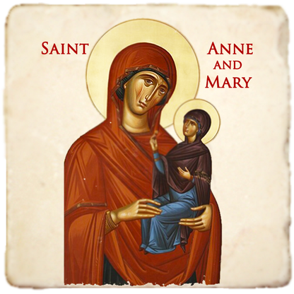 St.Anne and Mary Icon,Women Saint,Marble Icon,Handmade,Prayer gift,Christian Icon