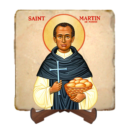 St.Martin de Porres Icon,Men Saints,Marble Icon,Handmade,Prayer gift,Christian Icon
