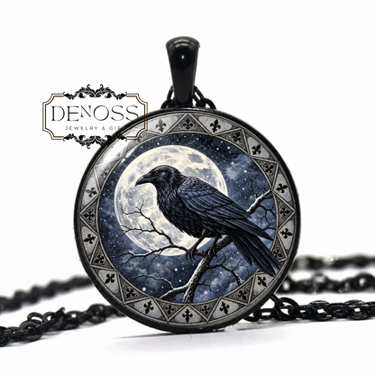 Black Crow Necklace,Raven Gothic Gift,Spiritual Keepsake Gift