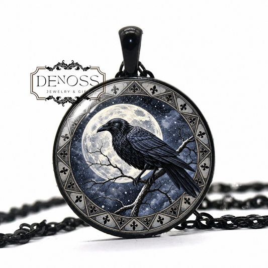 Black Crow Necklace,Raven Gothic Gift,Spiritual Keepsake Gift