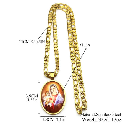 Virgin Mary With Baby Jesus Christian Gift Necklace