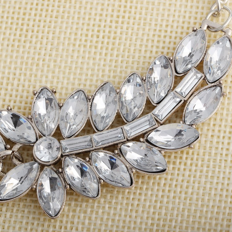 Bohemia Statement Choker Link Chain Crystal Flower Necklace