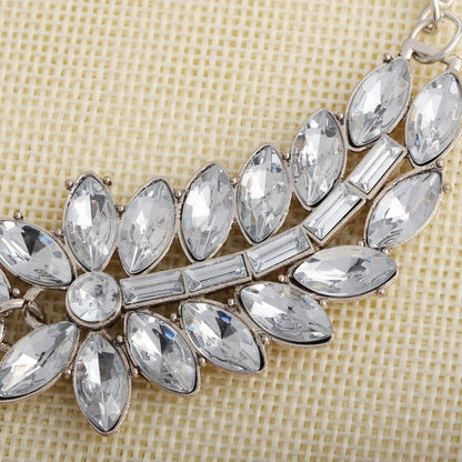 Bohemia Statement Choker Link Chain Crystal Flower Necklace
