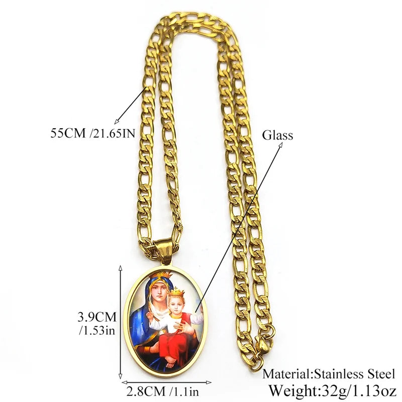Virgin Mary Hold Baby,Christian Necklace,Religious Gift Jewelry