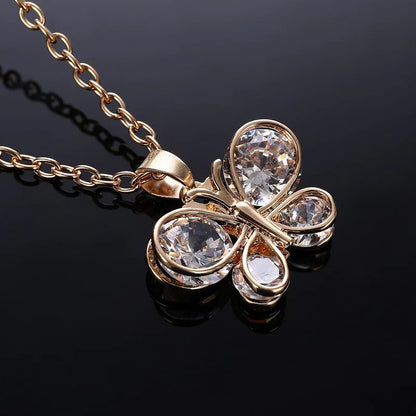 Gold crystal stone butterfly design women’s jewelry set