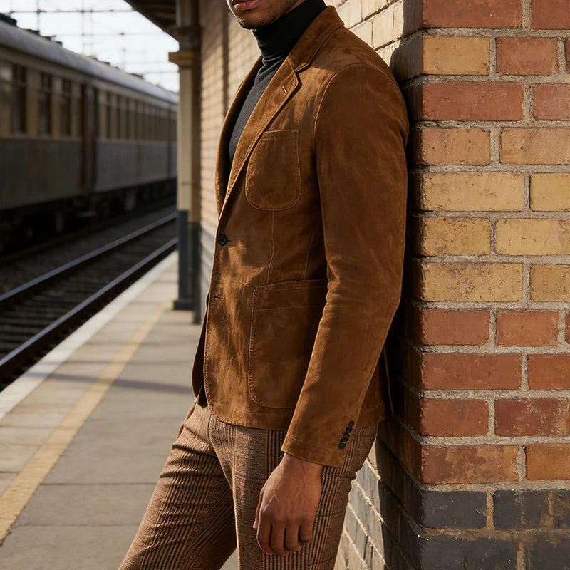 Turn-down Collar Solid Color Men Jacket - Denoss