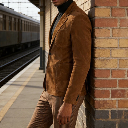 Turn-down Collar Solid Color Men Jacket - Denoss