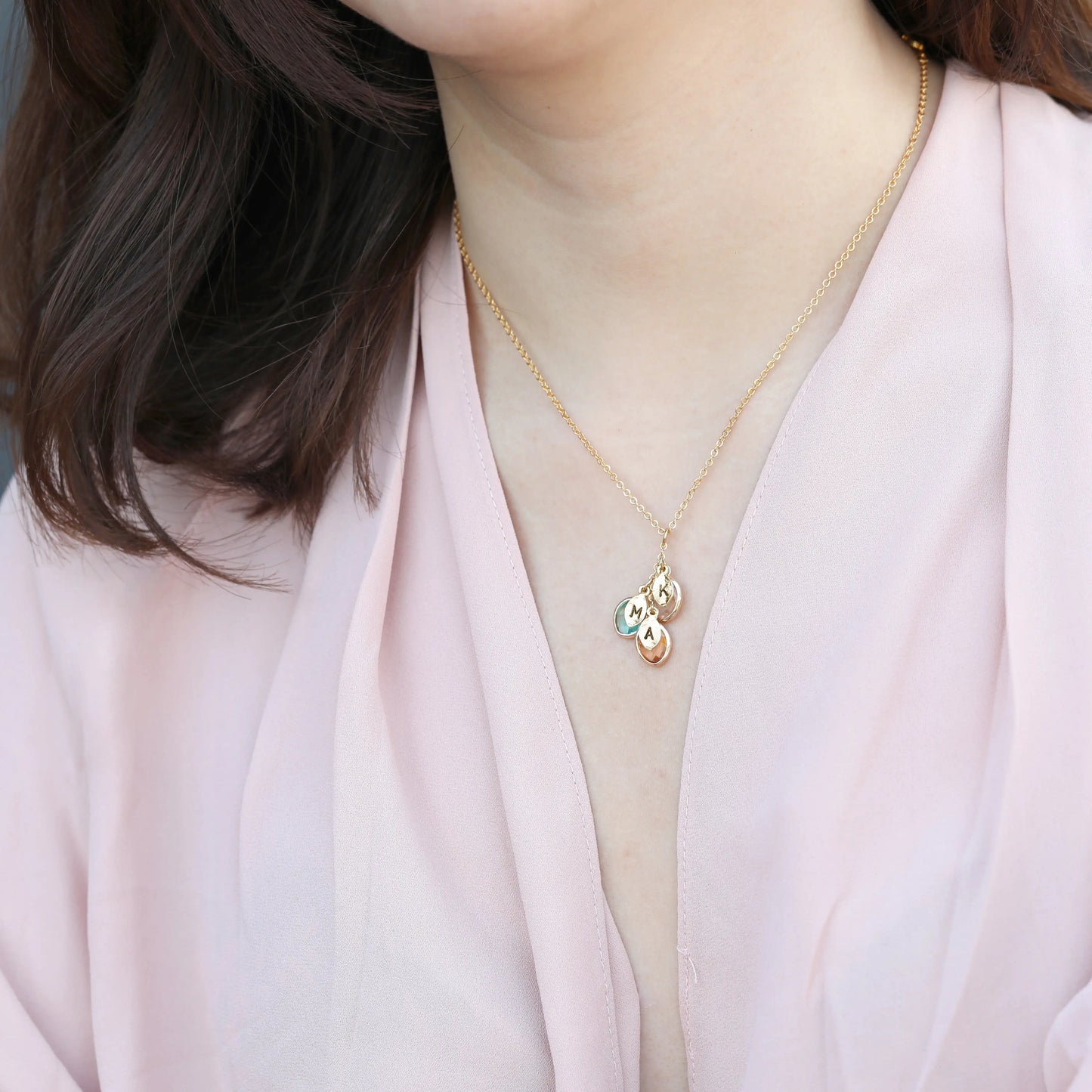 Personalized Letter Leaf Necklace With Birthstones