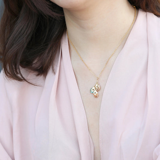 Personalized Letter Leaf Necklace With Birthstones