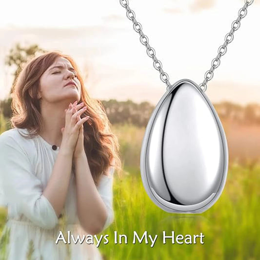 Personelized Carved Teardrop Keepsake Ashes Necklace,Urn necklace