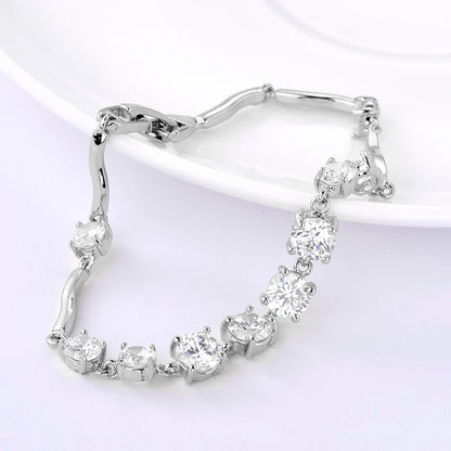 Elegant White Gold Bracelet with Zircon Stones