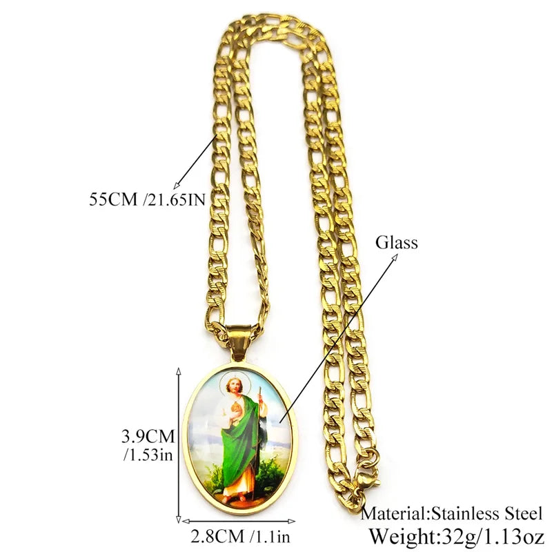 San Judas Tadeo,Christian Necklace,Religious Gift Jewelry