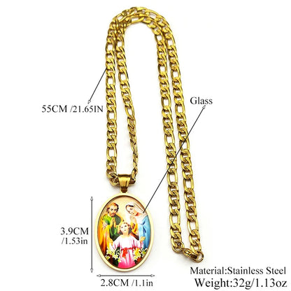 Virgin Mary,Jesus and St.Joseph Christian Gift Necklace