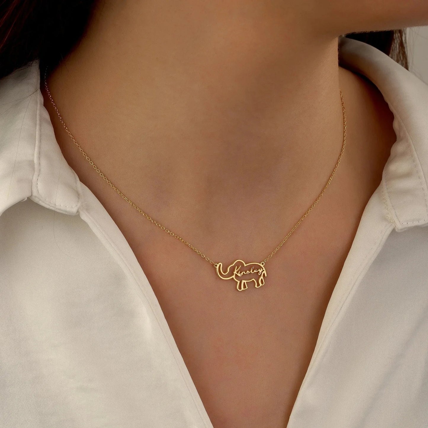Elephant Name Necklace,Protective Jewelry