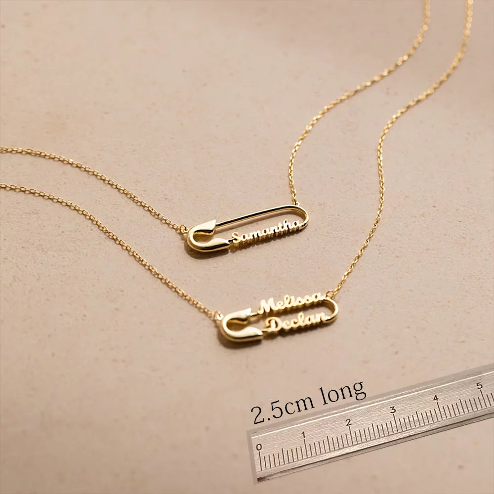 Custom Double Name Paper Clip Pendant Necklace