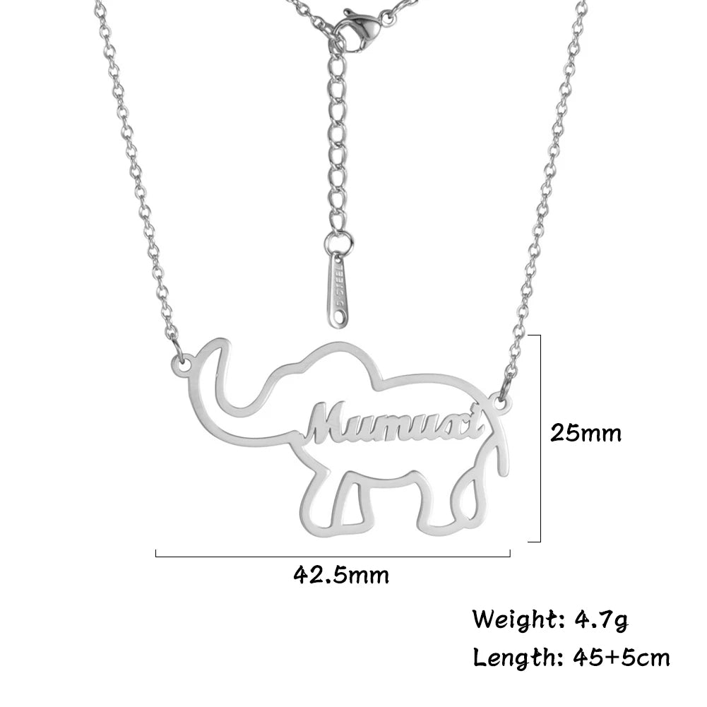 Elephant Name Necklace,Protective Jewelry