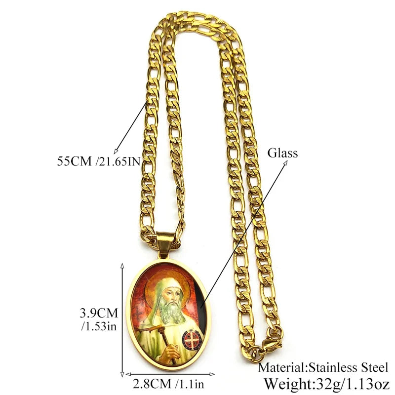 Saint Benedict,Christian Necklace,Religious Gift Jewelry