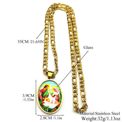 Virgin Mary and Jesus Nativity,Catholic,Christian Necklace,Religious Gift Jewelry