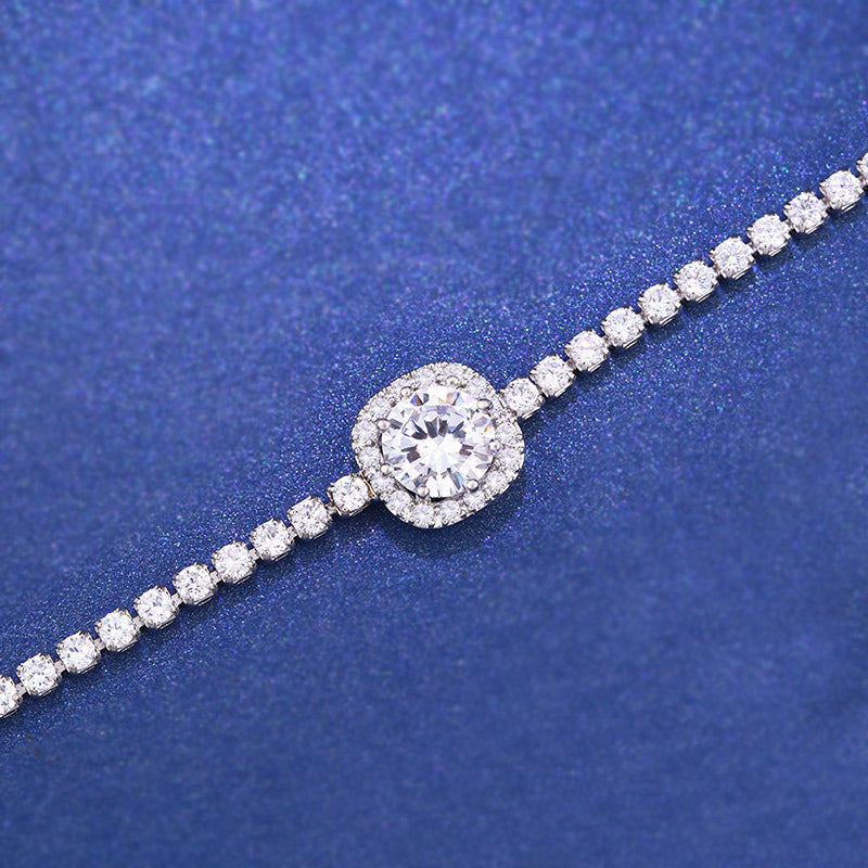 Diamond Square Silver Plated Bracelet