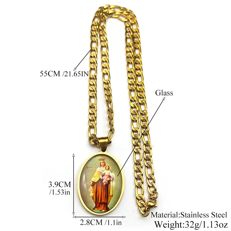 Virgin Mary and Baby Jesus,Christian Necklace,Religious Gift Jewelry