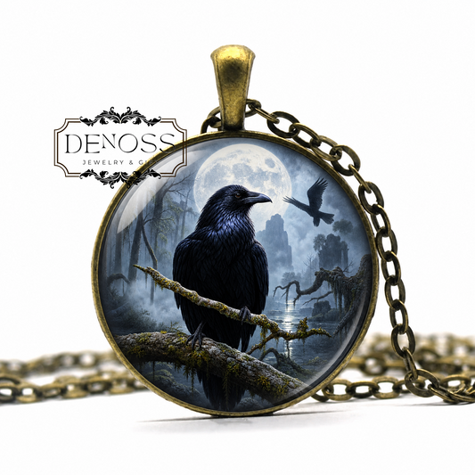 Black Crow Raven Necklace