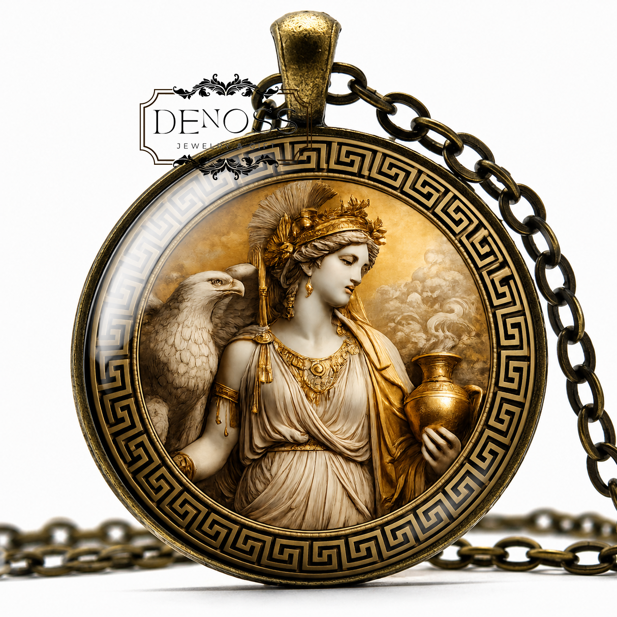 HEBE Necklace,Goddess of Youth,Goddess of the Young Bride,Personification of Eternal Beauty,Cupbearer,Ambrosia,Glass Pendant