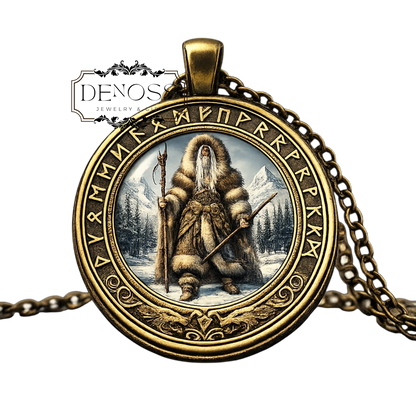 SKADI Necklace,Norse Goddess,Goddess of Hunting,Goddess of Winter,Goddess of Judgement,Vikings,Scandinavian,Glass Pendant