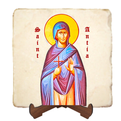 St.Antia Icon,Women Saint,Marble Icon,Handmade,Prayer gift,Christian Icon
