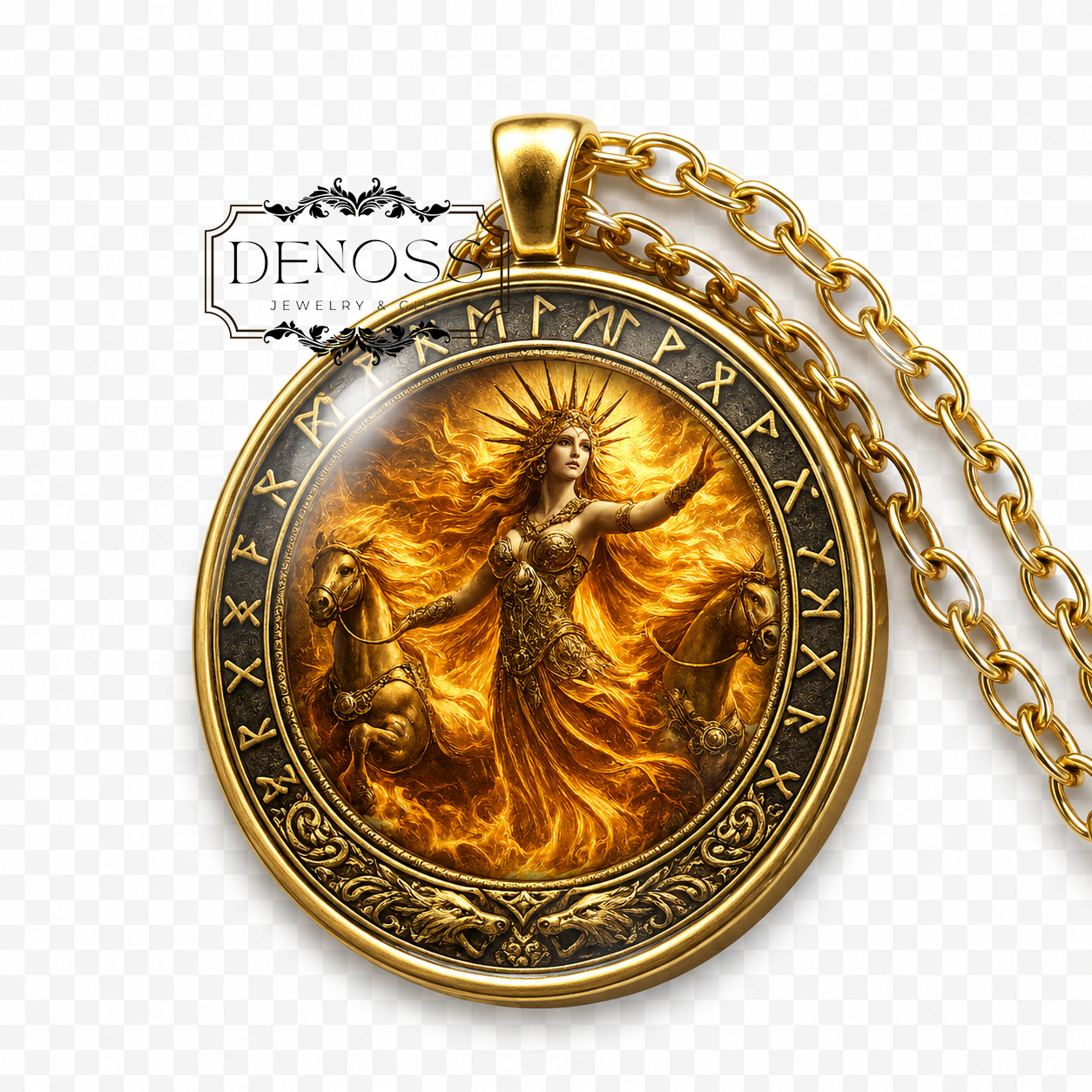 SÓL Necklace,Norse Goddess,Goddess of the Sun,Cosmic Cycle,Warmth,Daylight,Árvakr,Alsviðr,Sköll,Sister of Mani
