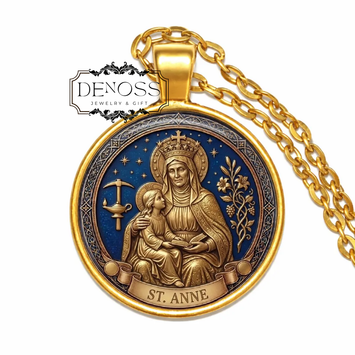 Saint Anne Necklace,Patron Saint of Mothers & Grandmothers,Saint Anne Pendant Catholic Jewelry,Fertility Prayer Necklace,Family Faith Gift