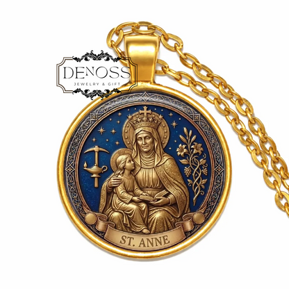 Saint Anne Necklace,Patron Saint of Mothers & Grandmothers,Saint Anne Pendant Catholic Jewelry,Fertility Prayer Necklace,Family Faith Gift