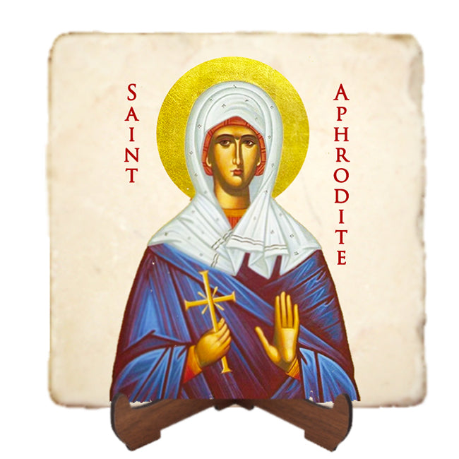 St.Aphrodite Icon,Women Saint,Marble Icon,Handmade,Prayer gift,Christian Icon