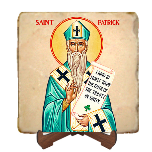 St.Patrick Icon,Men Saints,Marble Icon,Handmade,Prayer gift,Christian Icon