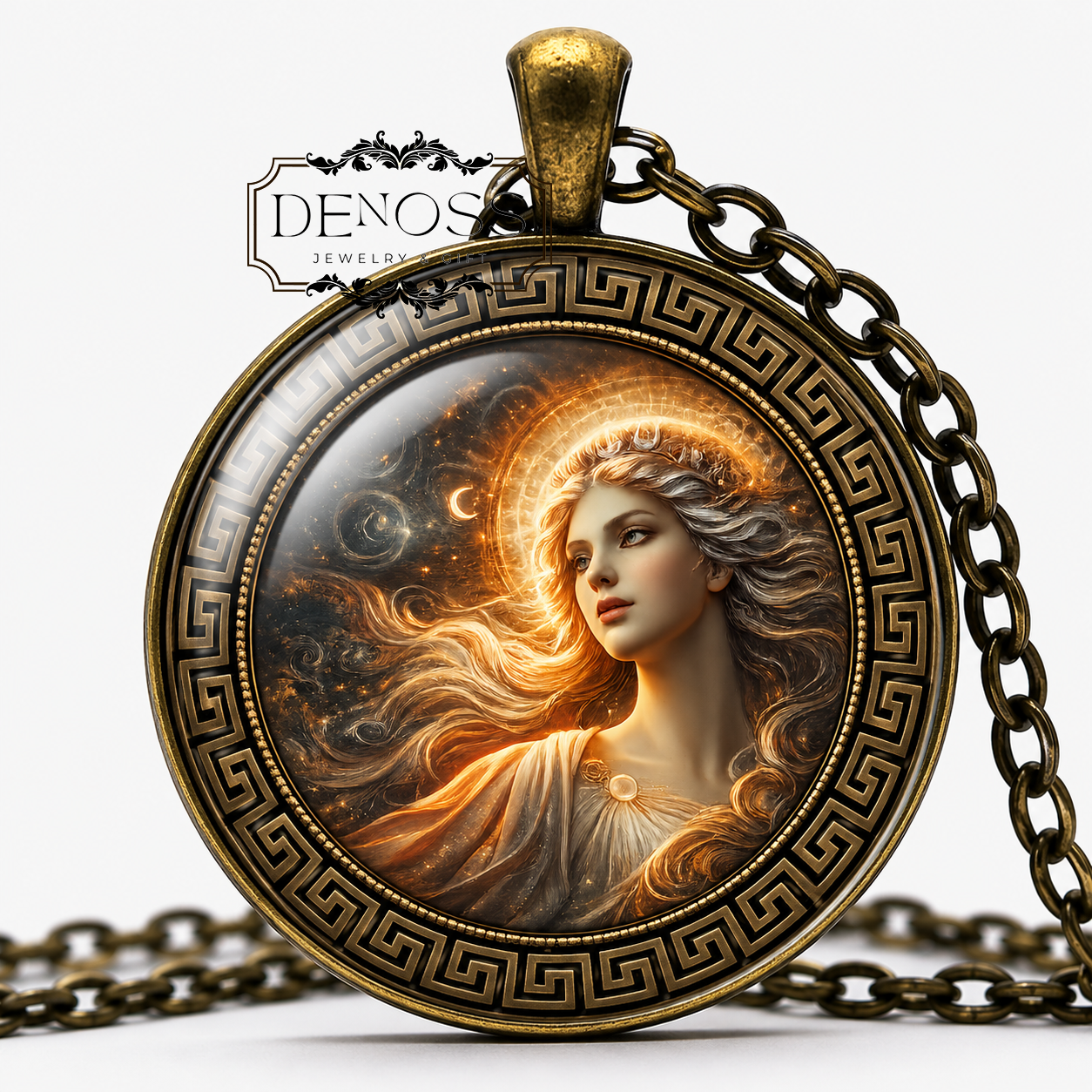HEMERA Necklace,Goddess of the Day,Dispel the Darkness,Bringing Light,Greek Mythology,Glass Pendant