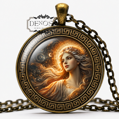HEMERA Necklace,Goddess of the Day,Dispel the Darkness,Bringing Light,Greek Mythology,Glass Pendant