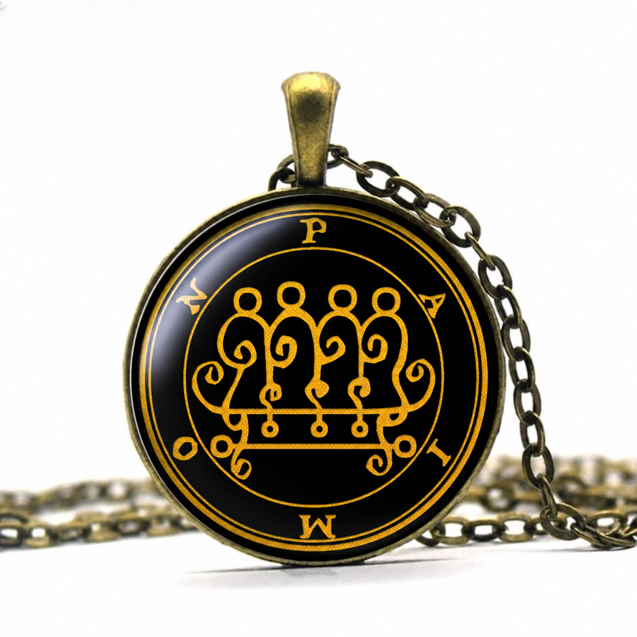 Paimon Sigil Pendant Necklace,Satanic Occult Seal,Witchcraft Ritual