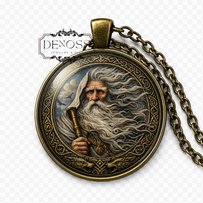 STRIBOG Necklace,God of Winds,God of Air, God of the Sky,Slavic, Grandfather of the Winds,Destruction,Renewal,Glass Pendant
