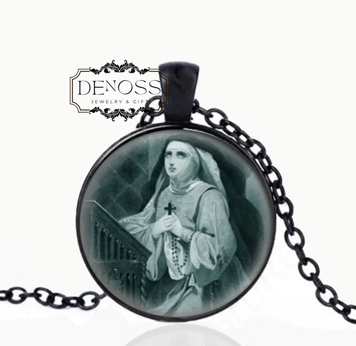 Saint EDITH of Wilton (Editha or Ediva) Catholic Pendant Necklace,Catholic Christian Pendant