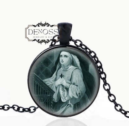 Saint EDITH of Wilton (Editha or Ediva) Catholic Pendant Necklace,Catholic Christian Pendant