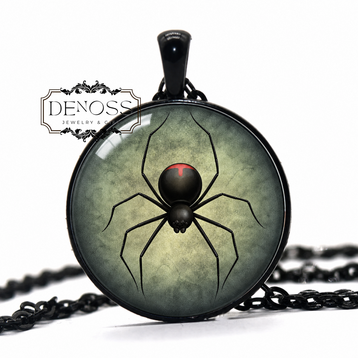 Black Widow Spider Pendant Necklace,Halloween Jewelry,Halloween Spider,Spider Necklace