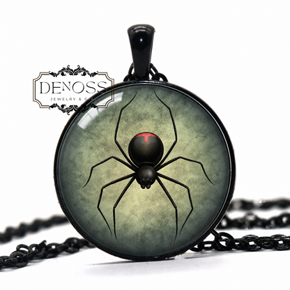 Black Widow Spider Pendant Necklace,Halloween Jewelry,Halloween Spider,Spider Necklace