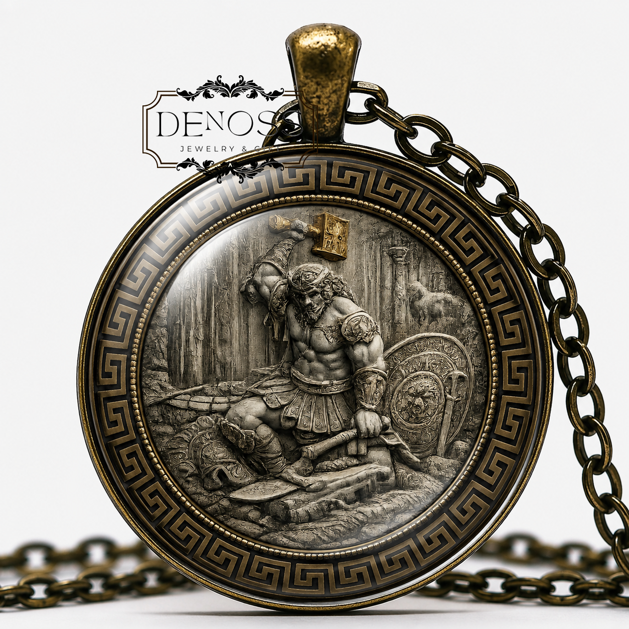HEPHAESTUS Necklace,God of Blacksmiths,God of Fire,Greek,Mythology,God of Carpenters,God of Artisans,God of Volcanos