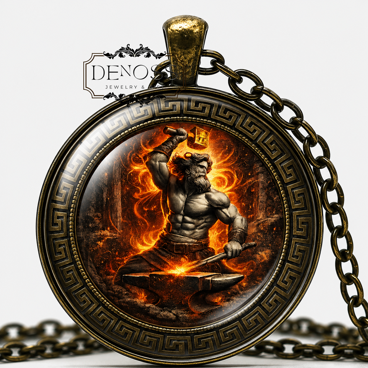 HEPHAESTUS Necklace,God of Blacksmiths,God of Fire,Greek,Mythology,God of Artisans,God of Volcanos,God of Carpenters,