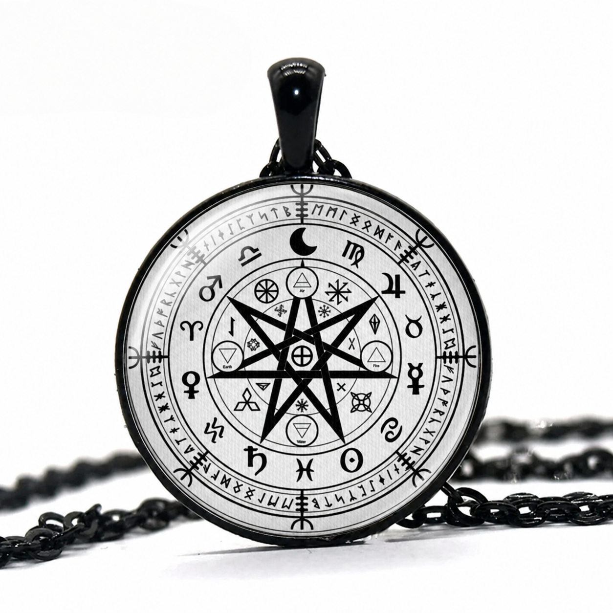 Protection Wiccan Rune Pendant Necklace,Glass Jewelry