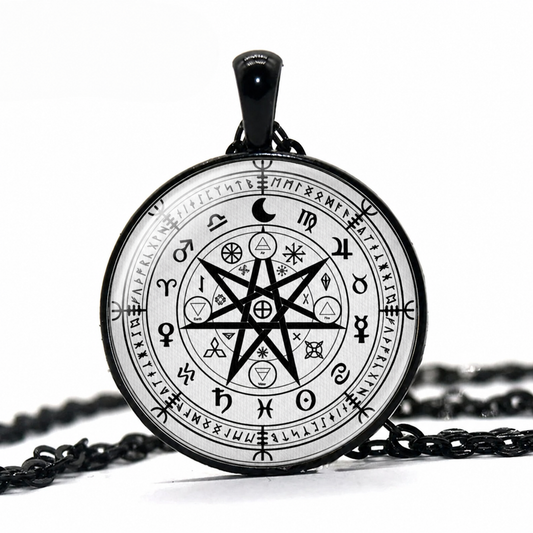 Protection Wiccan Rune Pendant Necklace,Glass Jewelry