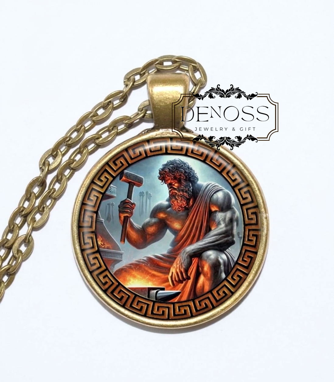 HEPHAESTUS Necklace,God of Blacksmiths,God of Fire,Greek, Mythology,God of Carpenters, God of Artisans,God of Volcanos