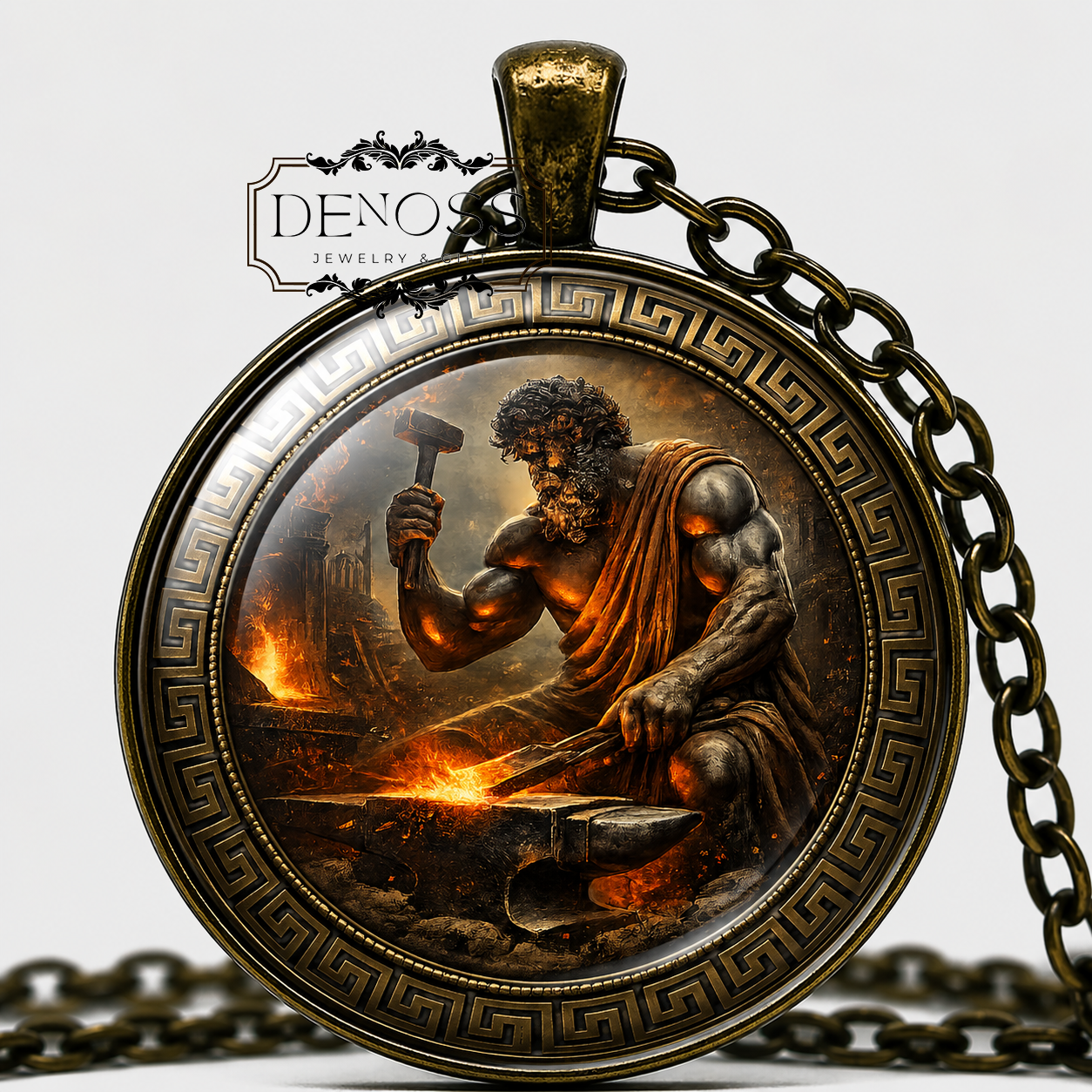 HEPHAESTUS Necklace,God of Fire,Greek Mythology,God of Carpenters,God of Artisans,God of Volcanos,God of Blacksmiths