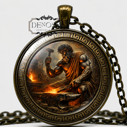 HEPHAESTUS Necklace,God of Fire,Greek Mythology,God of Carpenters,God of Artisans,God of Volcanos,God of Blacksmiths